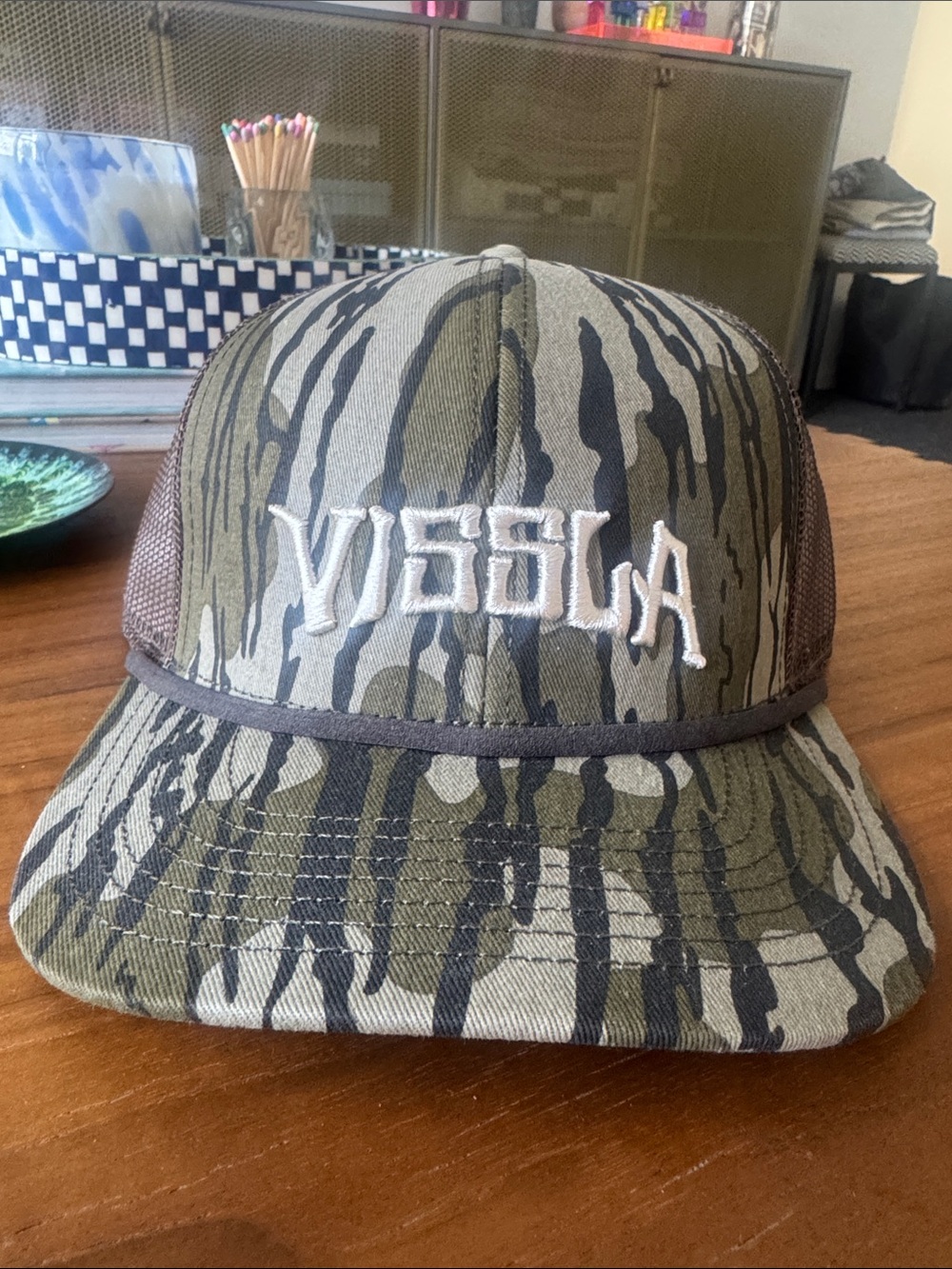 VISSLA Olive and Black Camo Trucker Hat